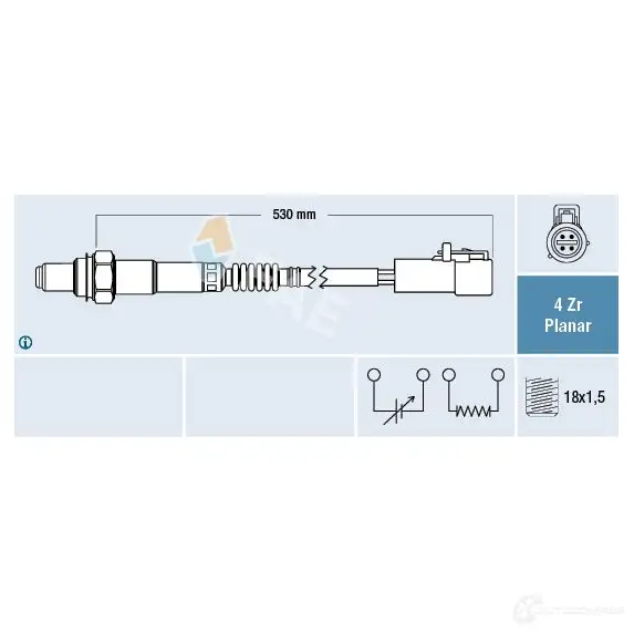 Лямбда зонд, кислородный датчик FAE 1991363 1FU1N 9P 77256 8435050620090 изображение 0