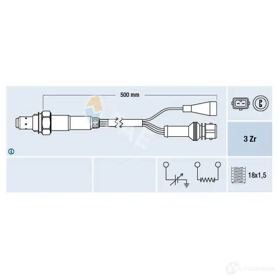 Лямбда зонд, кислородный датчик FAE 8435050618370 77105 1991213 B MJSB изображение 0