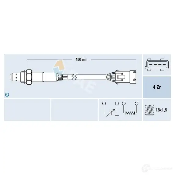Лямбда зонд, кислородный датчик FAE 77165 8435050618738 1991273 WRQI XH0 изображение 0