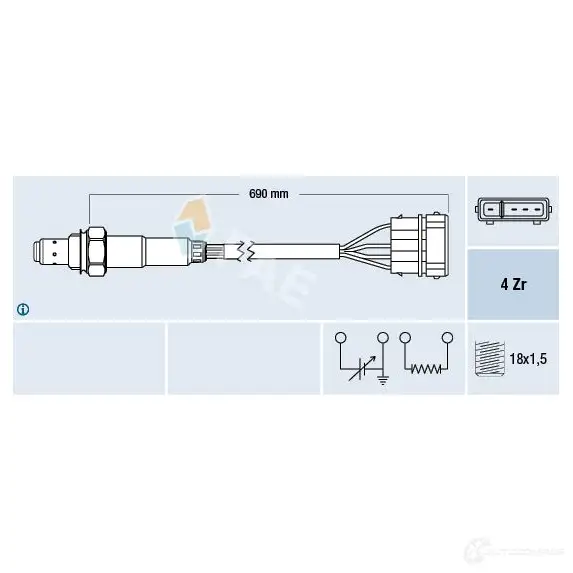 Лямбда зонд, кислородный датчик FAE 77128 8435050618592 1991236 CT 4YL2Z