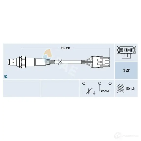 Лямбда зонд, кислородный датчик FAE 77118 1991226 8435050618493 HHQO 1