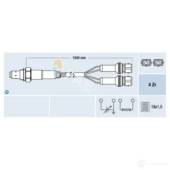 Лямбда зонд, кислородный датчик FAE T3 NT4ZA 77127 8435050618585 1991235