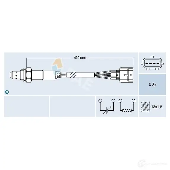 Лямбда зонд, кислородный датчик FAE 8435050649954 1220903972 77589 6N WIHT0