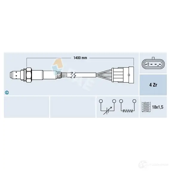 Лямбда зонд, кислородный датчик FAE OZOH K 8435050624807 1991464 77364