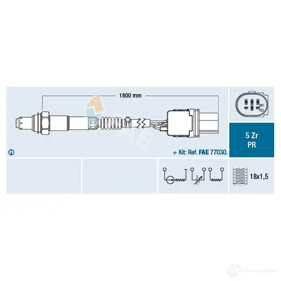 Лямбда зонд, кислородный датчик FAE 1991137 75054 QCOJ B 8435050639948