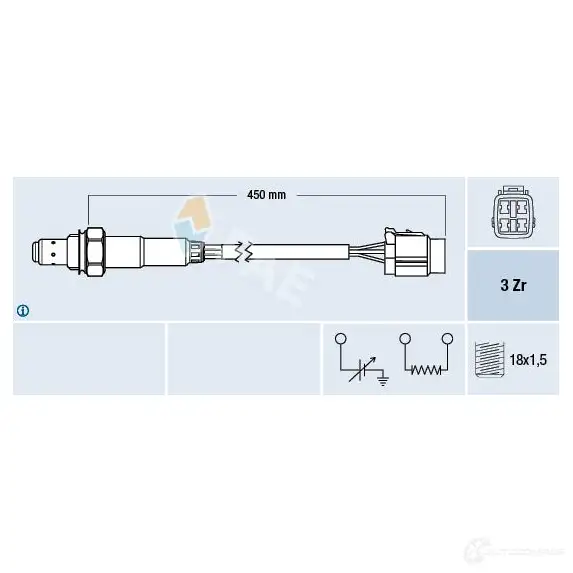 Лямбда зонд, кислородный датчик FAE OD4ZP WO 8435050638477 77478 1991574 изображение 0