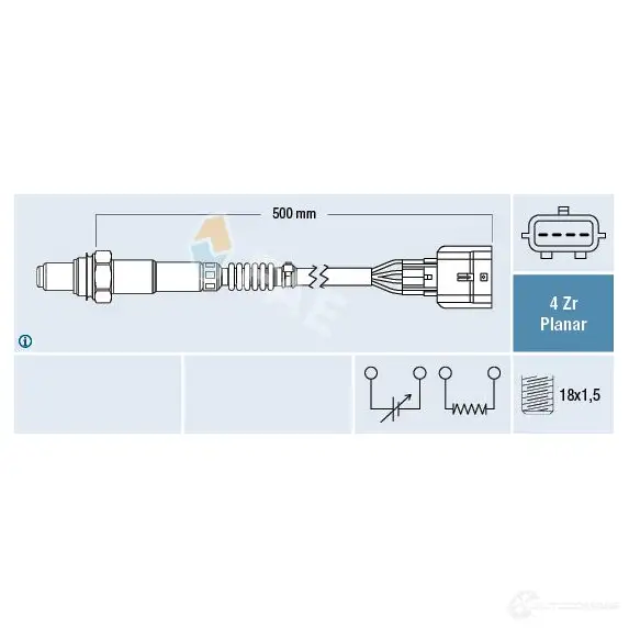 Лямбда зонд, кислородный датчик FAE A OZ9E4U 8435050645543 1991580 77493 изображение 0