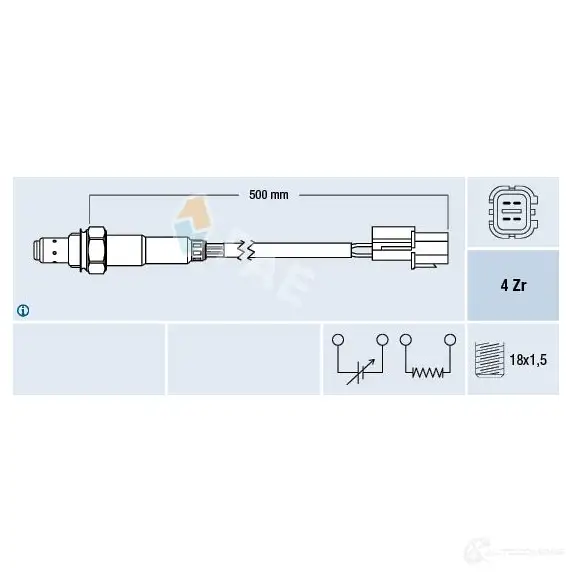 Лямбда зонд, кислородный датчик FAE 77292 1991395 NXF90T 0 8435050623114