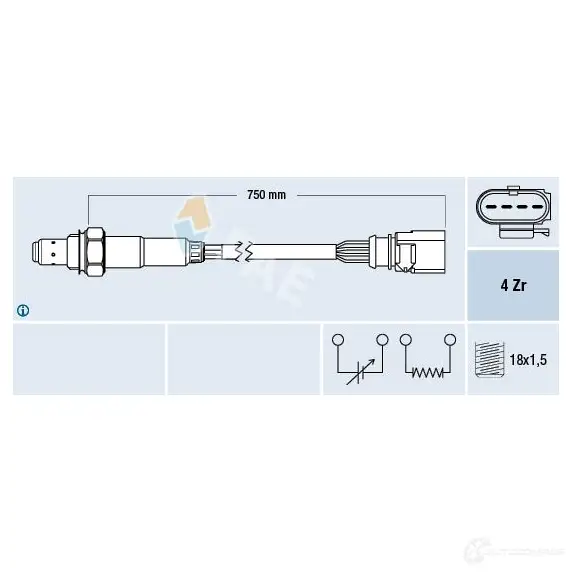 Лямбда зонд, кислородный датчик FAE 8435050637999 77399 SI1S A 1991499