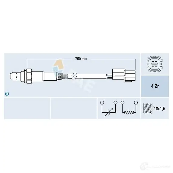Лямбда зонд, кислородный датчик FAE 8435050633182 XOIV1 HE 1991396 77293