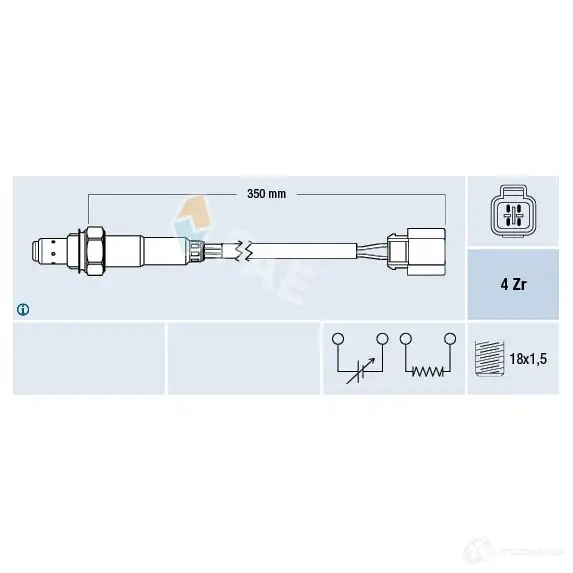 Лямбда зонд, кислородный датчик FAE 77349 1991450 398A 9M 8435050637746