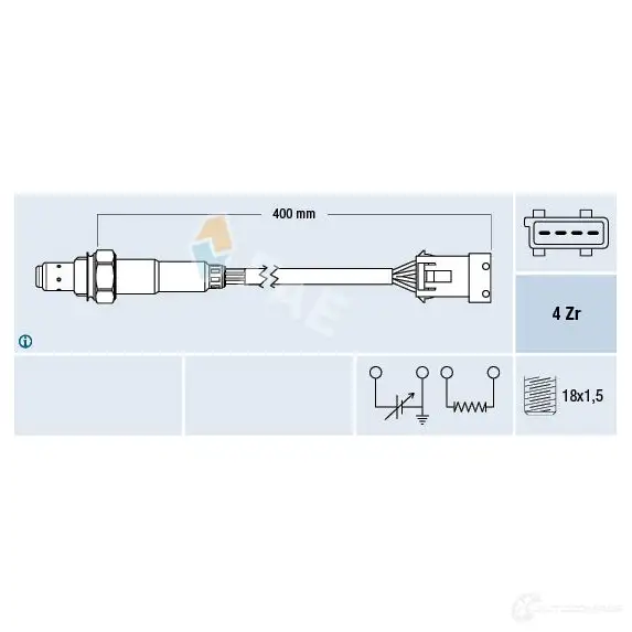 Лямбда зонд, кислородный датчик FAE 8435050619643 77211 1991318 D1 C679D