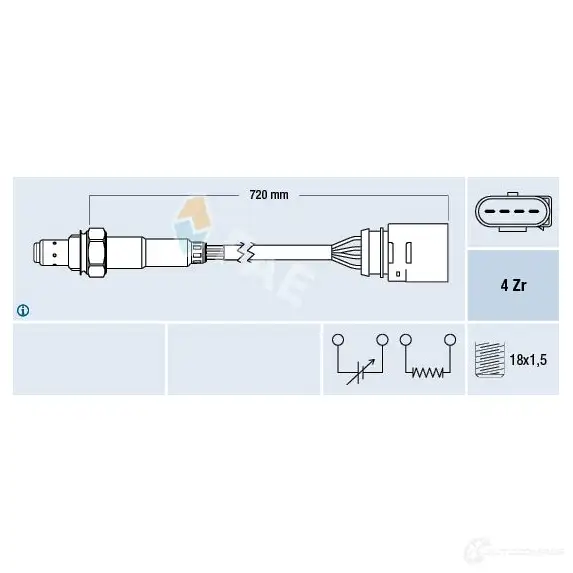 Лямбда зонд, кислородный датчик FAE 1991247 8435050619254 Q CE3G 77139
