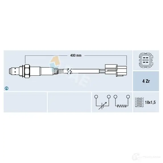 Лямбда зонд, кислородный датчик FAE 1991393 77290 ZQ ZMT 8435050621028