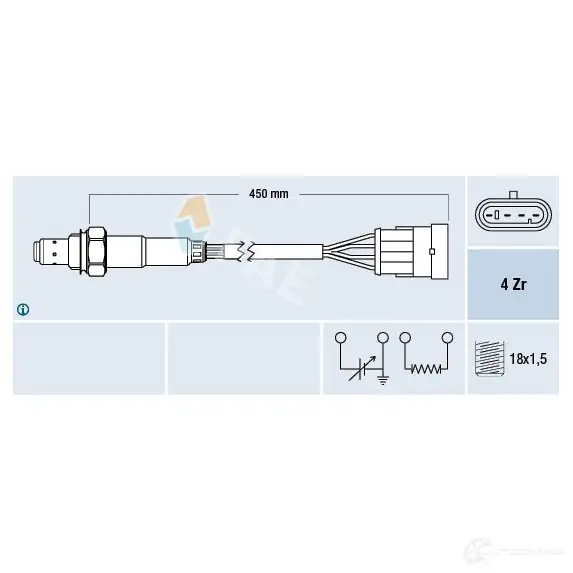 Лямбда зонд, кислородный датчик FAE 8435050618677 77159 1991267 RZRB 5 изображение 0