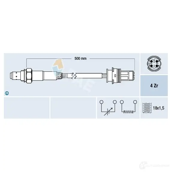 Лямбда зонд, кислородный датчик FAE 77504 LAC 2KV 1991591 8435050645840