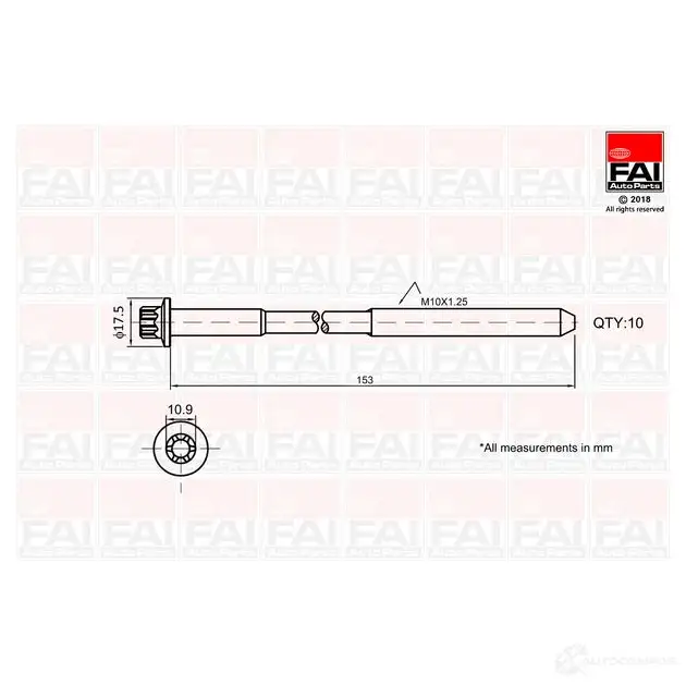 Болты ГБЦ, головки блока цилиндров FAI AUTOPARTS KF8 LLO b701 5027049019270 2164990 изображение 0