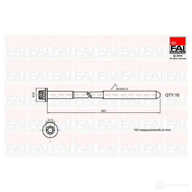 Болты ГБЦ, головки блока цилиндров FAI AUTOPARTS 9YIX 2Z 5027049342903 2164817 b1465