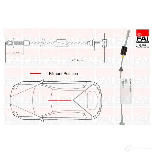 Трос ручника, стояночного тормоза FAI AUTOPARTS fbc0056 1437431208 3S 7HB3
