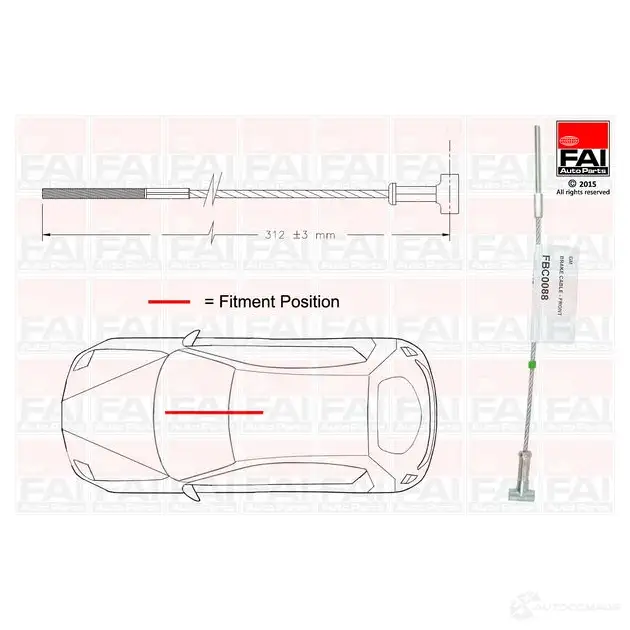 Трос ручника, стояночного тормоза FAI AUTOPARTS fbc0088 KY R61S 1437431221