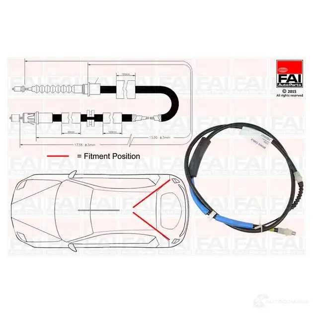 Трос ручника, стояночного тормоза FAI AUTOPARTS PO7Z W fbc0037 1437431482