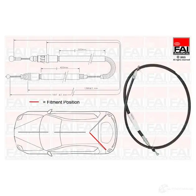 Трос ручника, стояночного тормоза FAI AUTOPARTS 1437433523 fbc0133 7 72VQ изображение 0