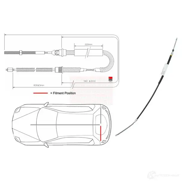 Трос ручника, стояночного тормоза FAI AUTOPARTS 1437433547 EDU V7OC fbc0119 изображение 0