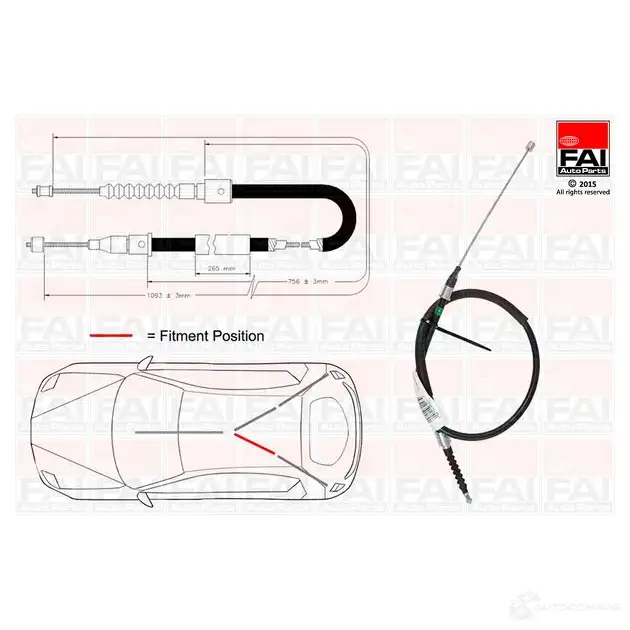 Трос ручника, стояночного тормоза FAI AUTOPARTS 1N4N P 1437433557 fbc0077