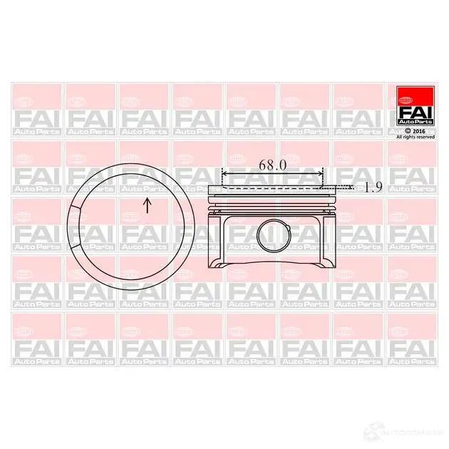 Поршень FAI AUTOPARTS 1437409307 1ZE JVC8 pk2000 изображение 0