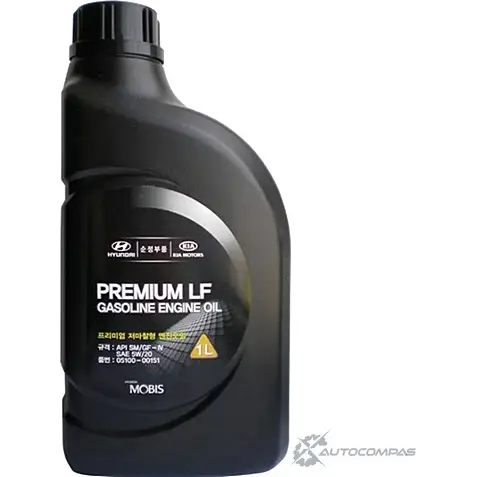 Моторное масло синтетическое Premium LF Gasoline SAE 5W-20, 1 л HYUNDAI/KIA N9U 0X 0510000151 43745859 изображение 0