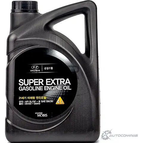 Моторное масло полусинтетическое Super Extra Gasoline SAE 5W-30, 4 л HYUNDAI/KIA 0510000410 43746079 BWP 3A изображение 0