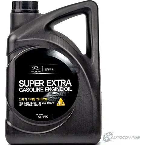 Моторное масло полусинтетическое Super Extra Gasoline SAE 5W-30, 4 л HYUNDAI/KIA 0510000410 43746079 BWP 3A