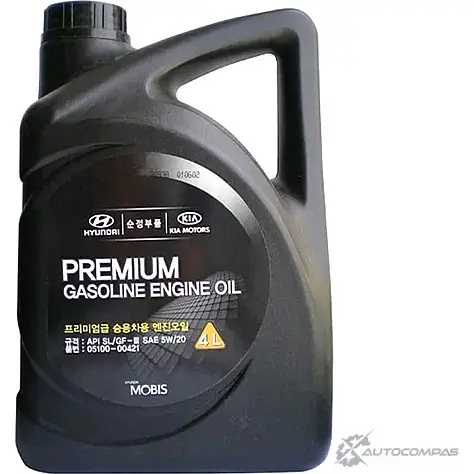 Моторное масло полусинтетическое Premium Gasoline SAE 5W-20, 4 л HYUNDAI/KIA 43745863 0510000421 I0N9M QJ изображение 0