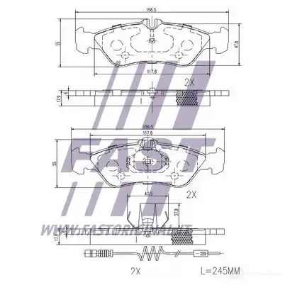 Тормозные колодки, комплект FAST ft29018 V3XZ UZ 1424698004
