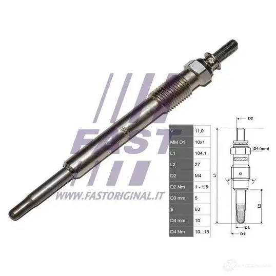Свеча накала FAST H7WS DT ft82732 4338987 изображение 0