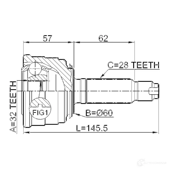 Шрус граната FEBEST 4056111035567 0310022 192224021 QE VHZ изображение 1