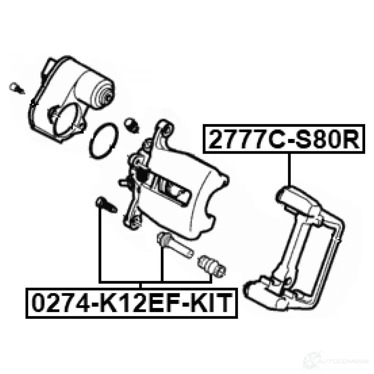 Комплект поддержки корпуса скобы тормоза FEBEST 2777C-S80R Q IZE4SY 1440024395 изображение 1