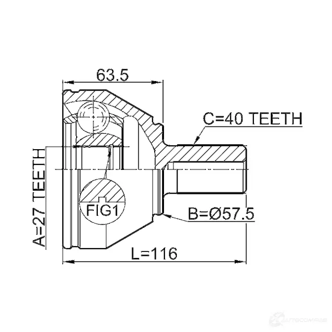 Шрус граната FEBEST 3825232 4056111070162 2910fliif ST7QEF 6 изображение 1