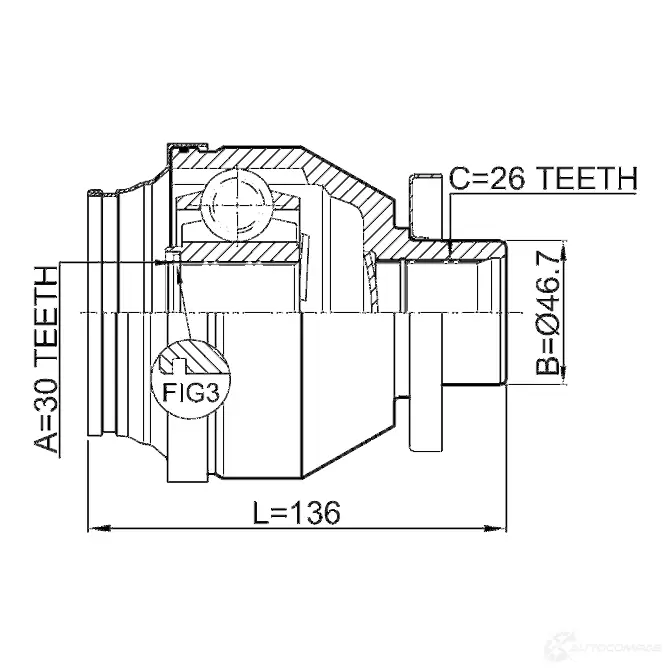 Шрус приводного вала, комплект FEBEST 3825052 4056111097688 2311t5mtlh 2KMJ NIB изображение 1