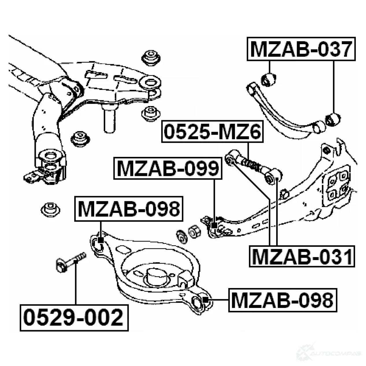 Сайлентблок FEBEST mzab098 3827768 4056111057569 W7IZU OD изображение 1