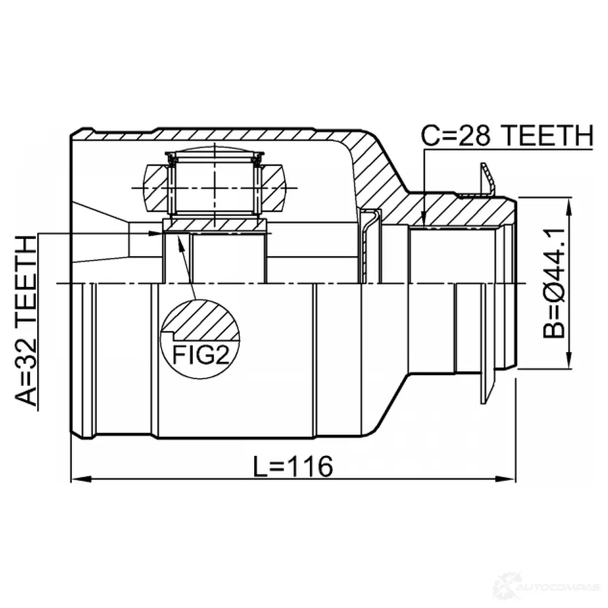 Шарнирный комплект, приводной вал FEBEST WGQW U8B 1440023254 2211-D9A64WRH изображение 1