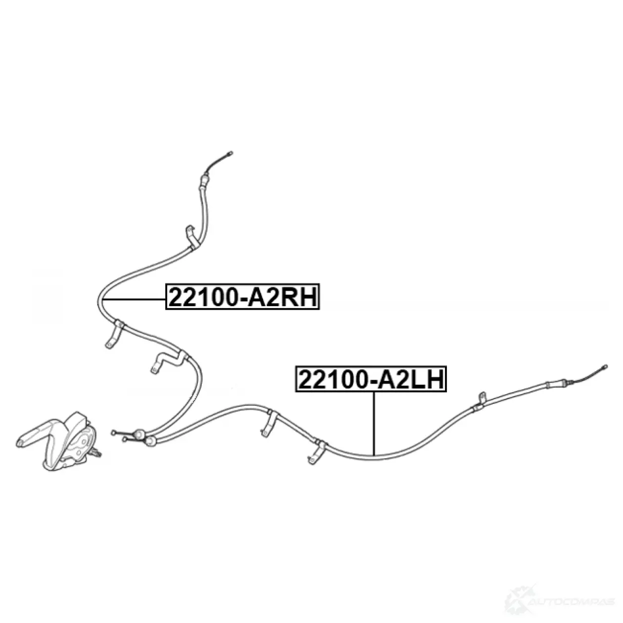 Тросик, cтояночный тормоз FEBEST W6 YPJ 1440023243 22100-A2LH изображение 1