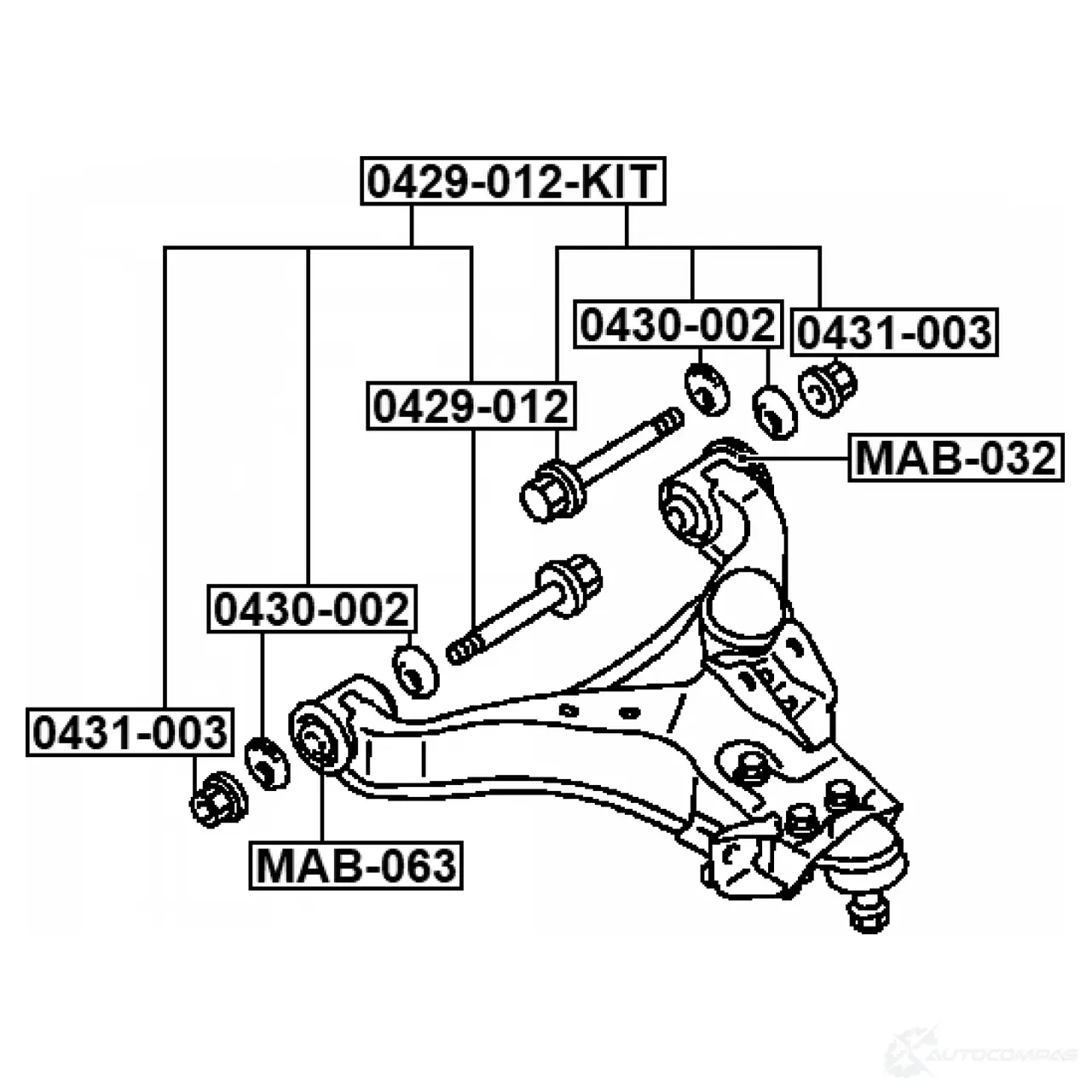 Болт регулировки развала колёс FEBEST J 0TL8 0429-012-KIT 1440024015 изображение 1