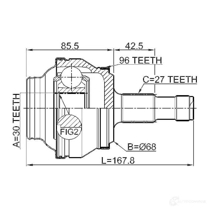 Шрус граната FEBEST 3824332 WEU IXO 1610204a96r 4056111101774 изображение 1