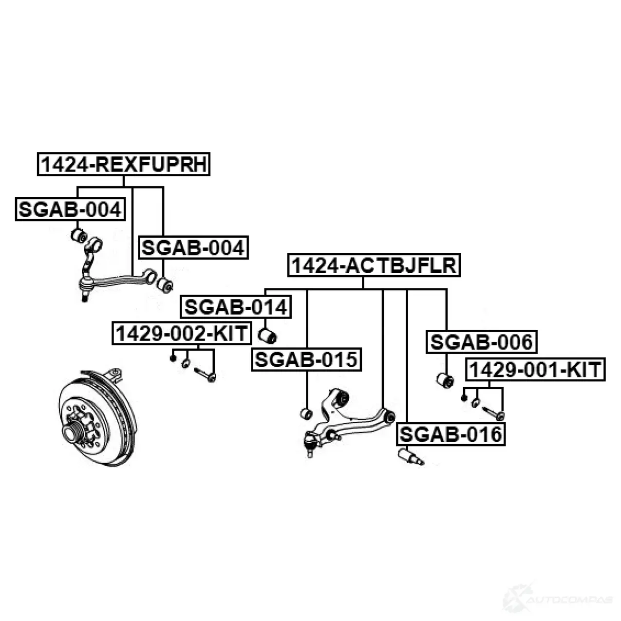 Рычаг независимой подвески колеса, подвеска колеса FEBEST 1424-ACTBJFLR 1440023063 2IX M6F изображение 1