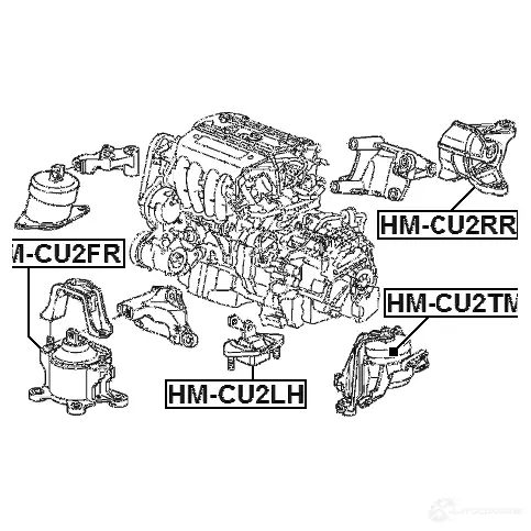 Подушка двигателя, опора FEBEST UT98 4S 3826651 4056111097480 hmcu2fr изображение 1