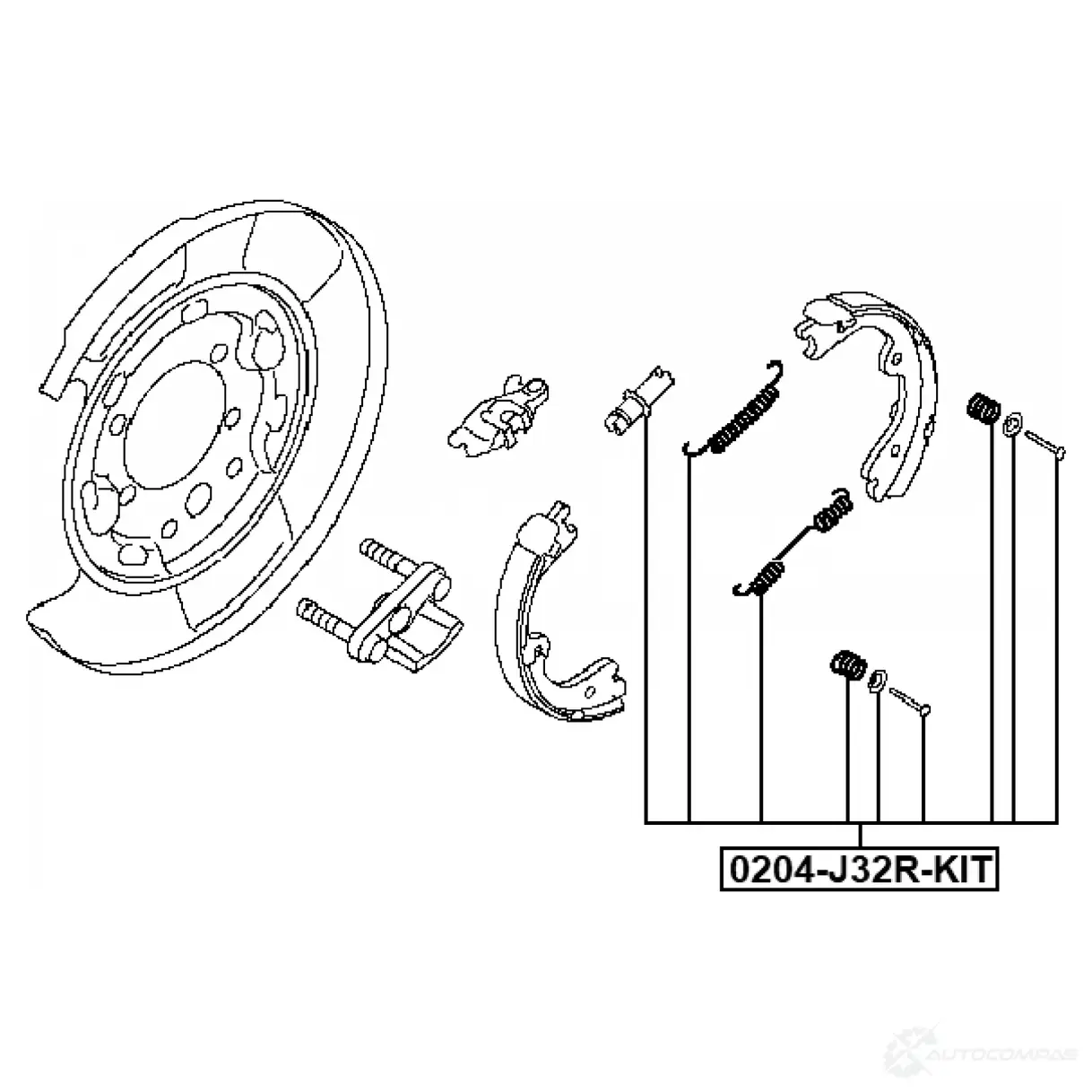 Комплектующие, стояночная тормозная система FEBEST 4 EHVJ2K 1440023905 0204-J32R-KIT изображение 1