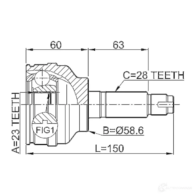 Шрус граната FEBEST 3823446 4056111062235 0510049 YCSNNC 6 изображение 1