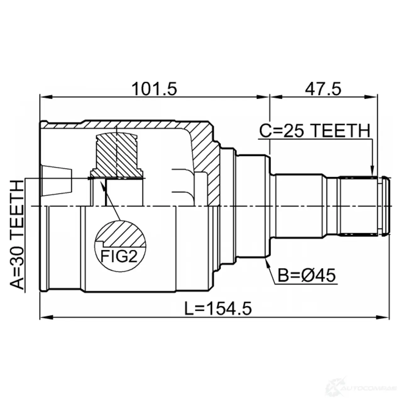 Шарнирный комплект, приводной вал FEBEST 1440023461 BSKUI 7C 6511-002 изображение 1