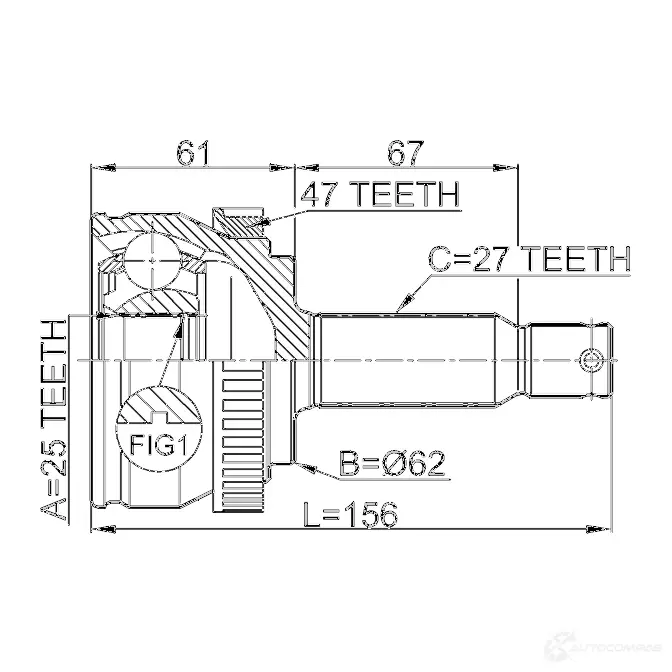 Шрус граната FEBEST 3824067 4056111043609 1210nfa47 DG1P 5I изображение 1